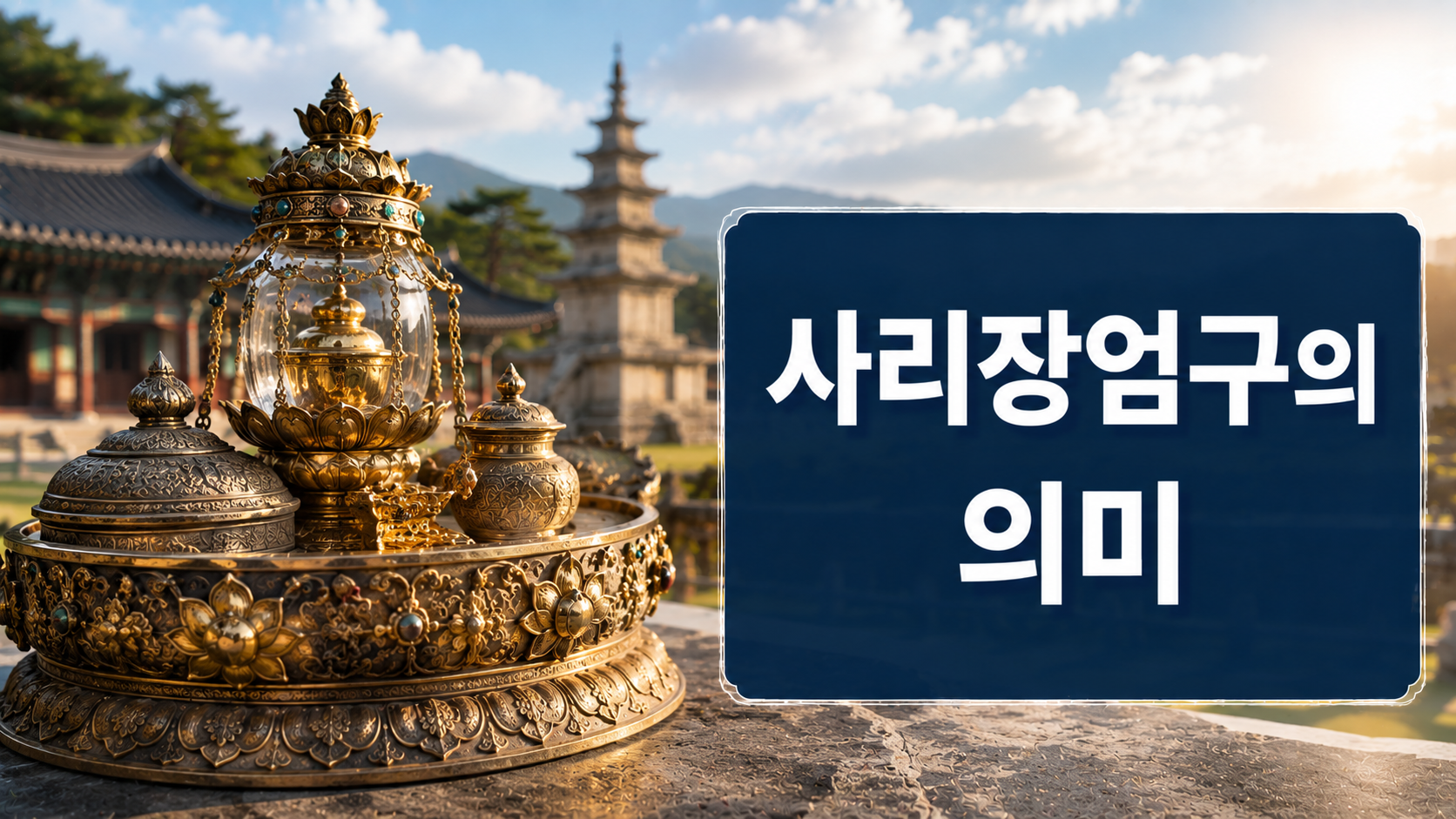 통일신라 시대 사리장엄구와 금제 사리병, 금동 사리함을 중심으로 불교 공예의 아름다움과 역사적 가치를 표현한 대표 이미지.