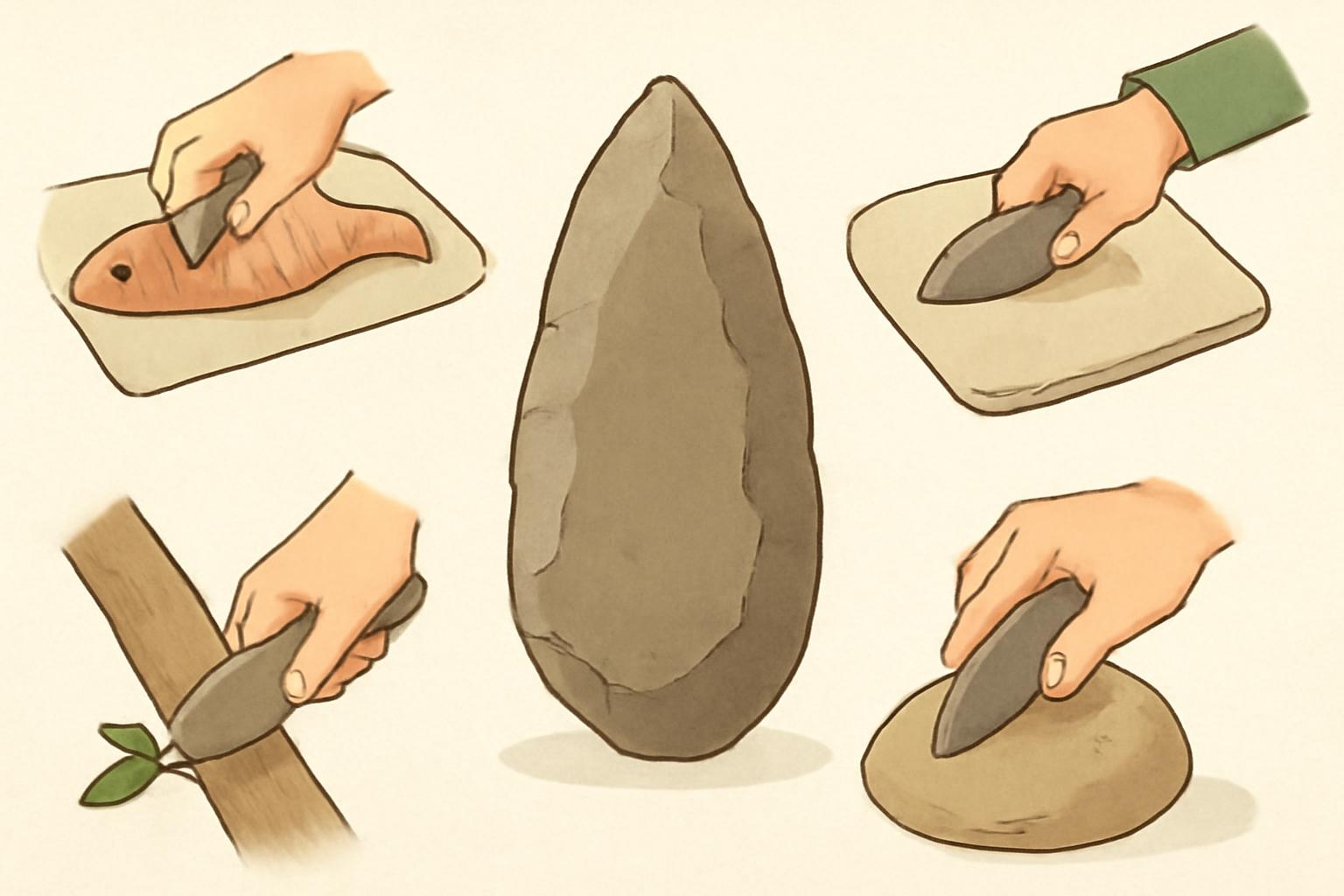 간석기를 보여주는 한국 고대 문화유산 대표이미지로, 선사시대 생활 도구의 다양한 용도를 담고 있다.
