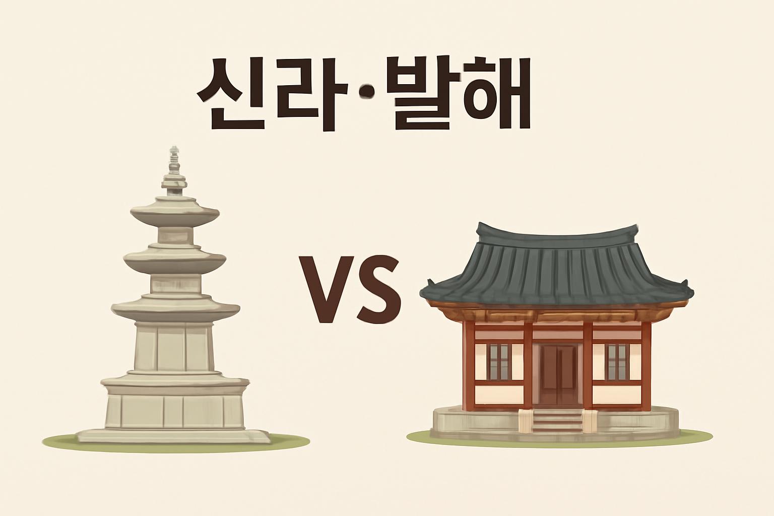 신라와 발해 문화유산을 비교한 전시 이미지로, 대표키워드 문화유산의 특징이 한눈에 보이도록 구성한 안내문입니다.