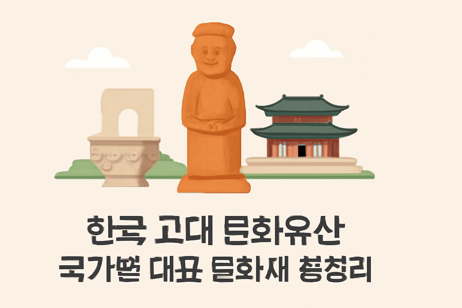 고대 문화유산 대표 유적과 유물을 국가별로 비교해 보여주는 이미지