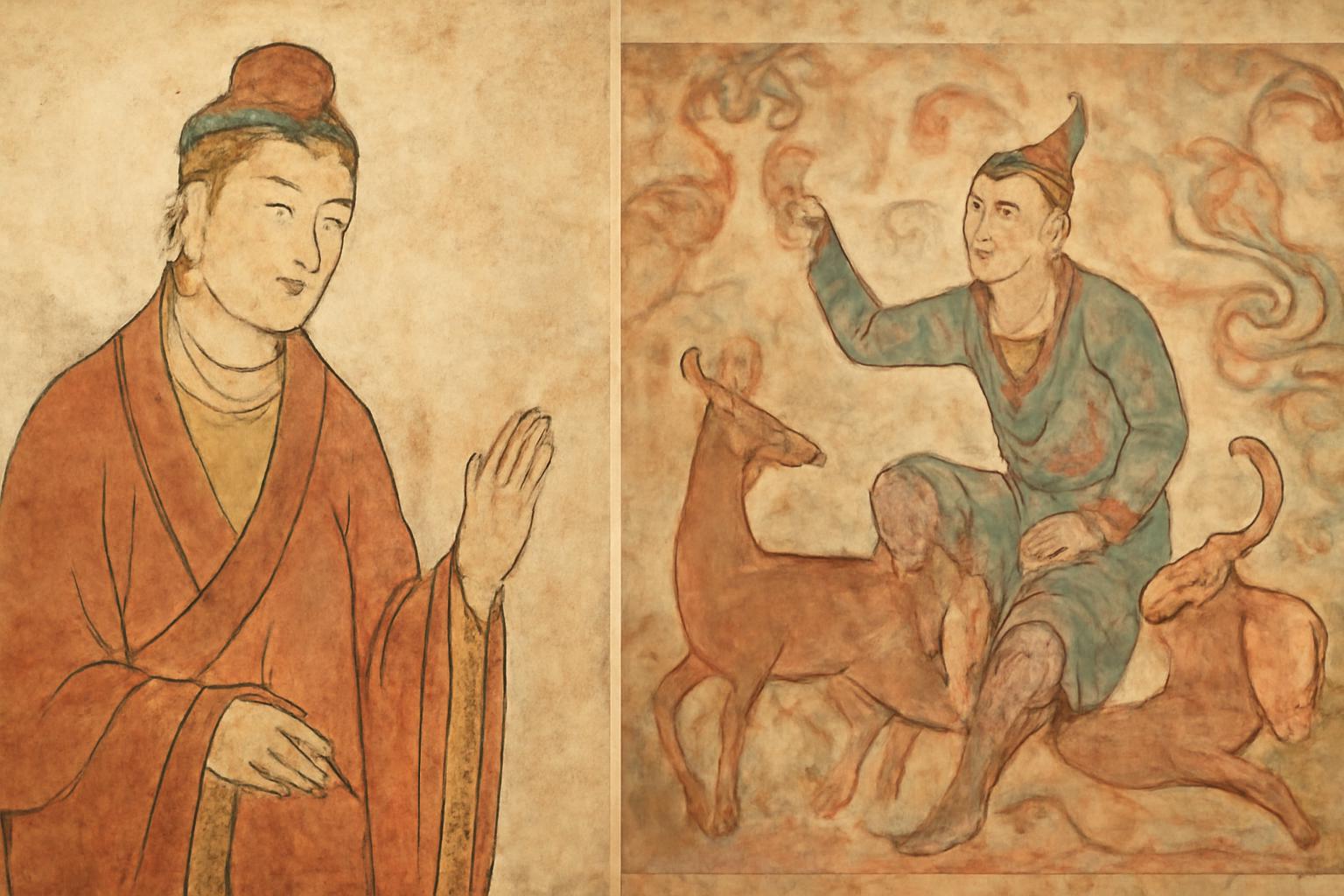 삼국 벽화의 특징을 한눈에 보여주는 한국 고대 문화유산 비교 이미지