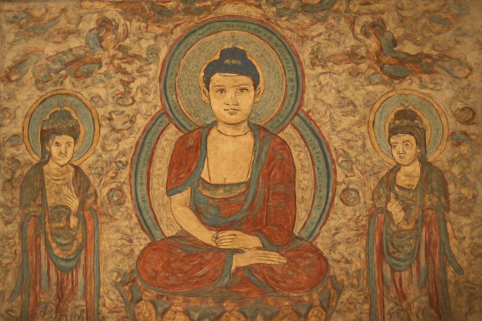 불교 벽화에 표현된 세계관을 보여주는 한국 고대 문화유산의 대표 이미지 설명.